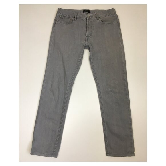 APC Petit New Standard Light Gray Button Fly 5 Pocket Logo Hardware Denim Jeans - Picture 1 of 15